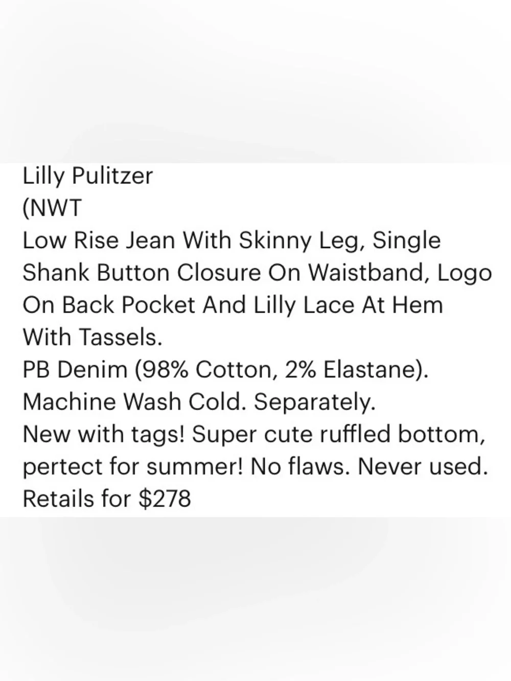 Lilly Pulitzer White Cropped Jeans with Lace Fringe Hem Size 14 - Picture 7 of 17